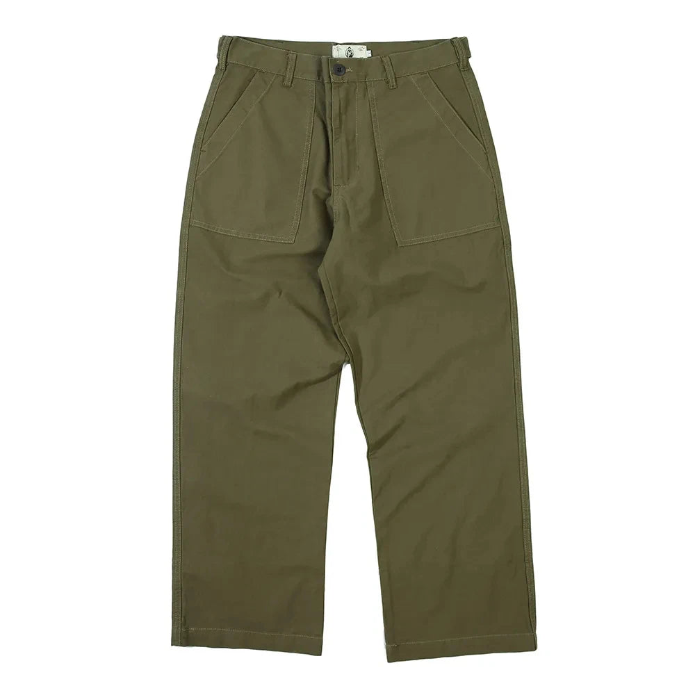 Solid Color Loose Straight-leg Pants - Safari Style Vintage Trousers