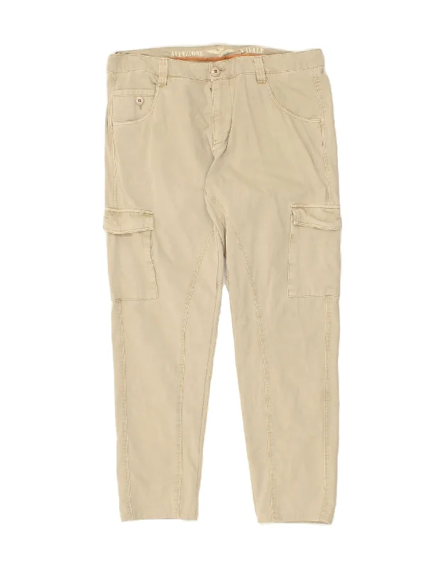 AVIAZIONE NAVALE Mens Straight Cargo Trousers IT 52 XL W36 L30 Beige