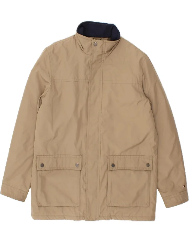 TOMMY HILFIGER Mens Windbreaker Coat UK 40 Large Beige Polyester