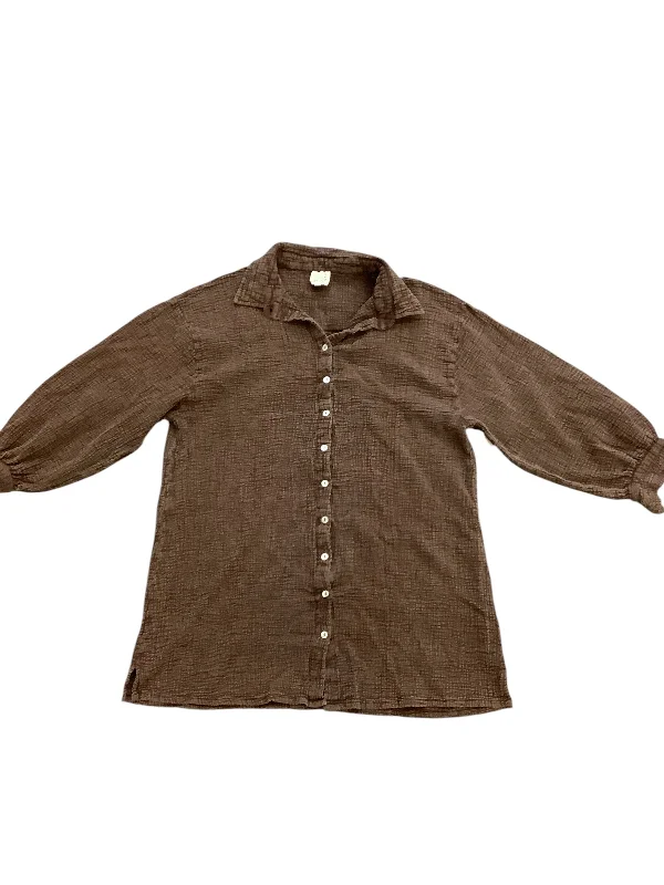 Tunic Long Sleeve By Cmb In Brown, Size: L