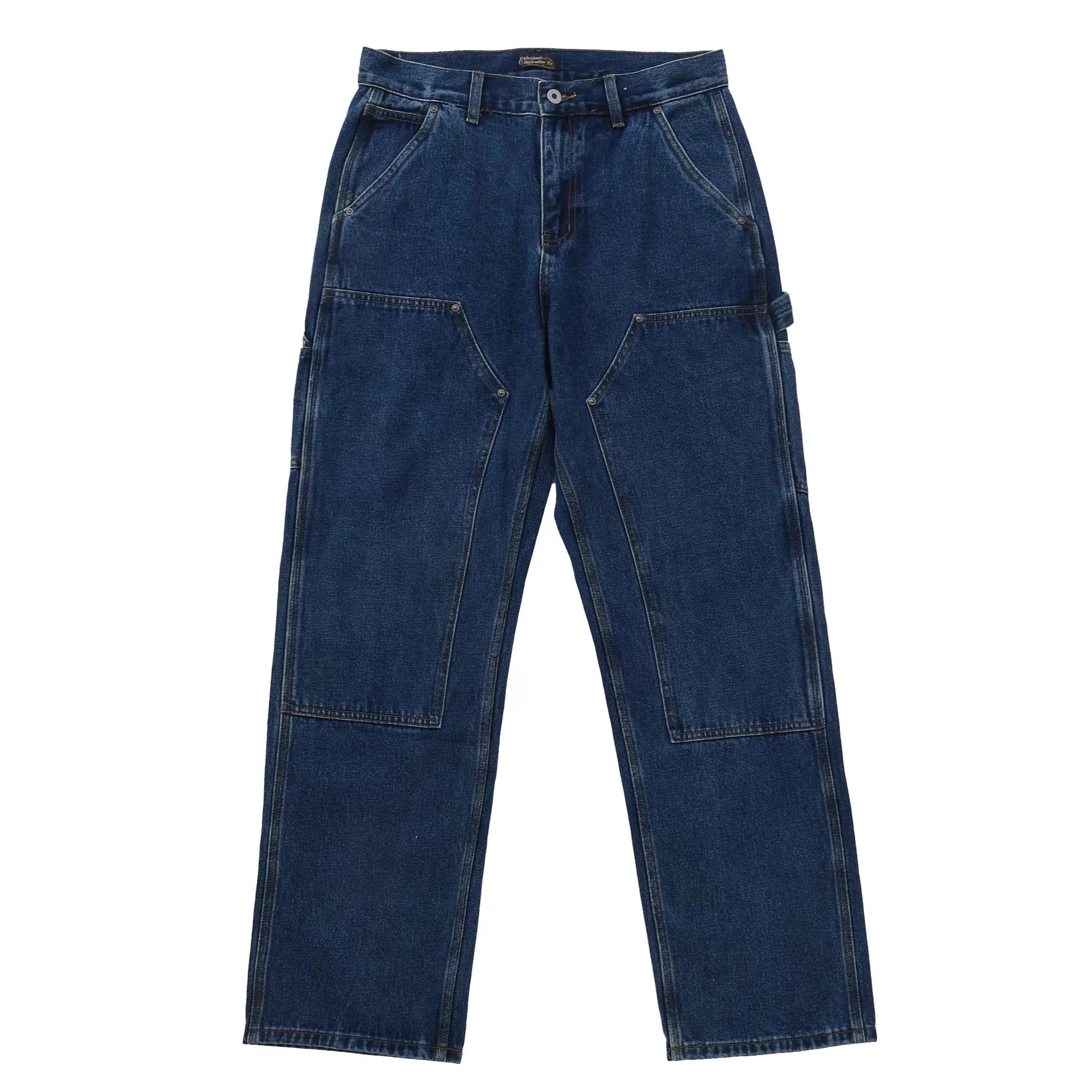 Men's Double-front Work Dungaree Pants Straight Fit Jeans - Safari Style