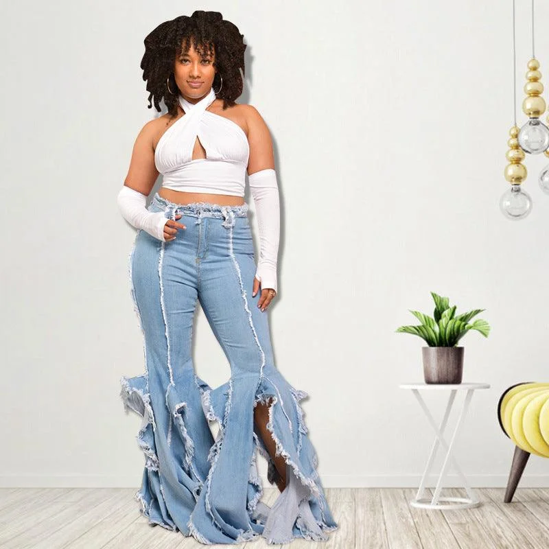 Sexy Ripped Holes Ordinary Washable Hollow Small Jeans