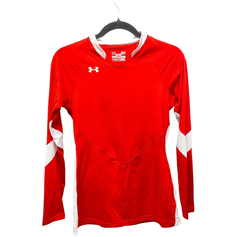 Athletic Top Long Sleeve Collar By Under Armour In Red, Size: S