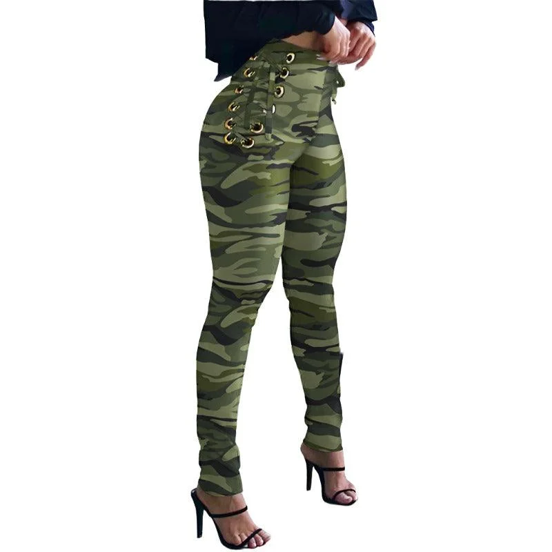 Autumn Camouflage Waist Tie Leggings