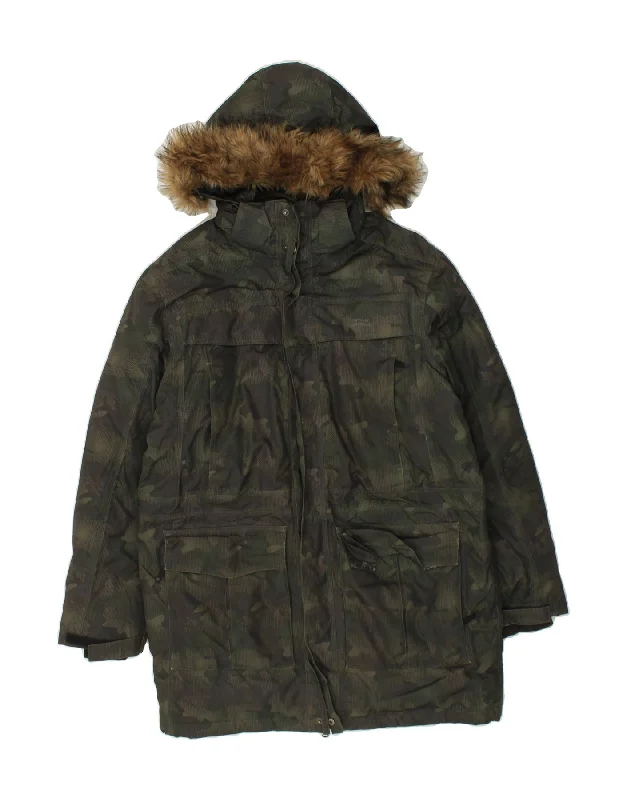 MOUNTAIN WAREHOUSE Mens Hooded Parka Jacket UK 38 Medium Khaki Camouflage