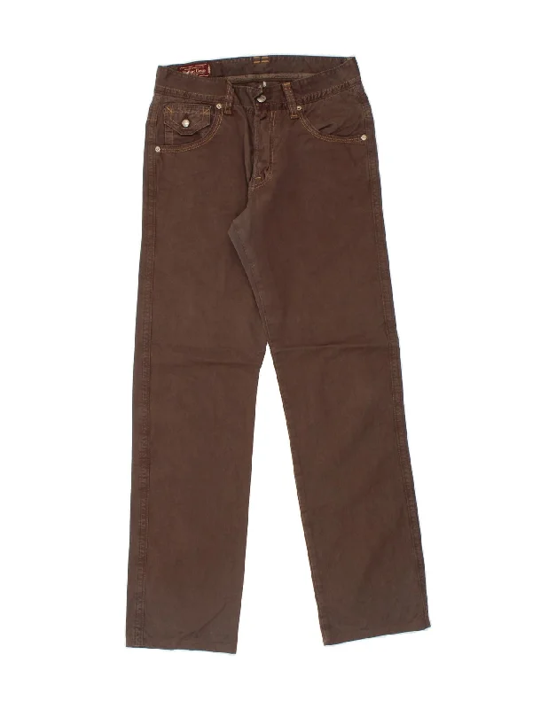 MARLBORO CLASSICS Mens Straight Casual Trousers W30 L34  Brown Cotton