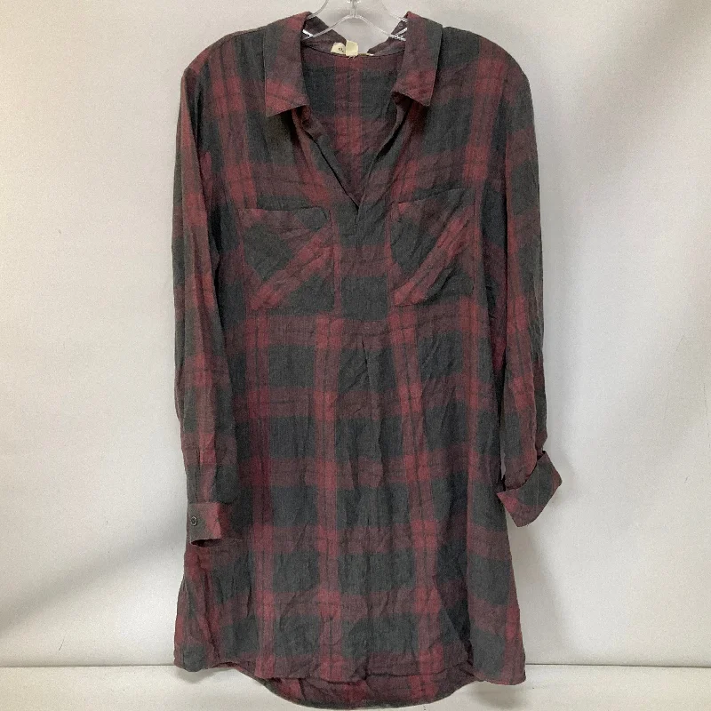 Tunic Long Sleeve By Cloth & Stone In Plaid Pattern, Size: M