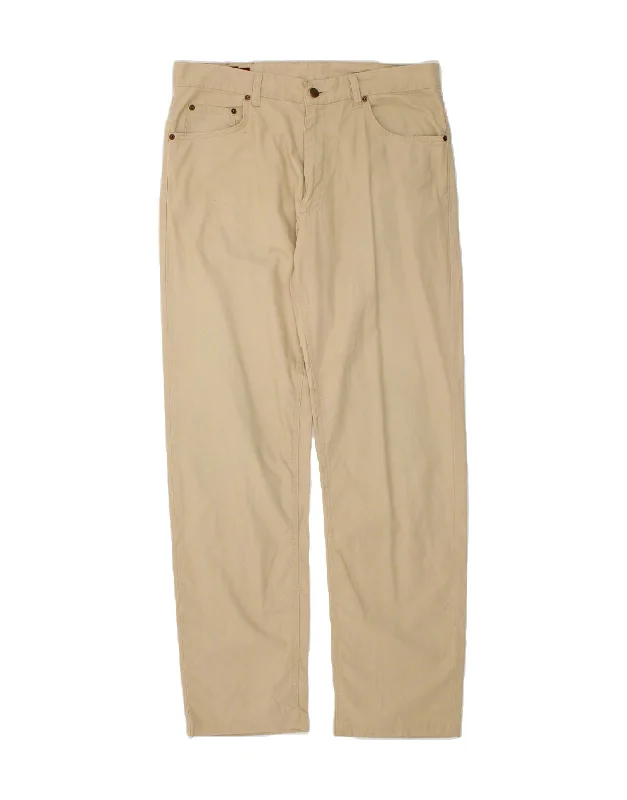 MARLBORO CLASSICS Mens Straight Casual Trousers W36 L34 Beige Cotton