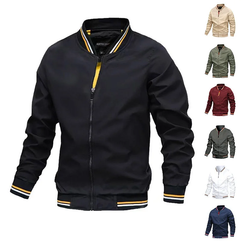 Men's Striped  Casual Outerwear Sports Baseball