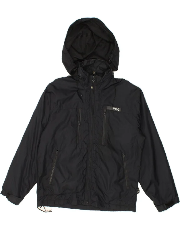 FILA Mens Hooded Rain Jacket UK 36 Small Black