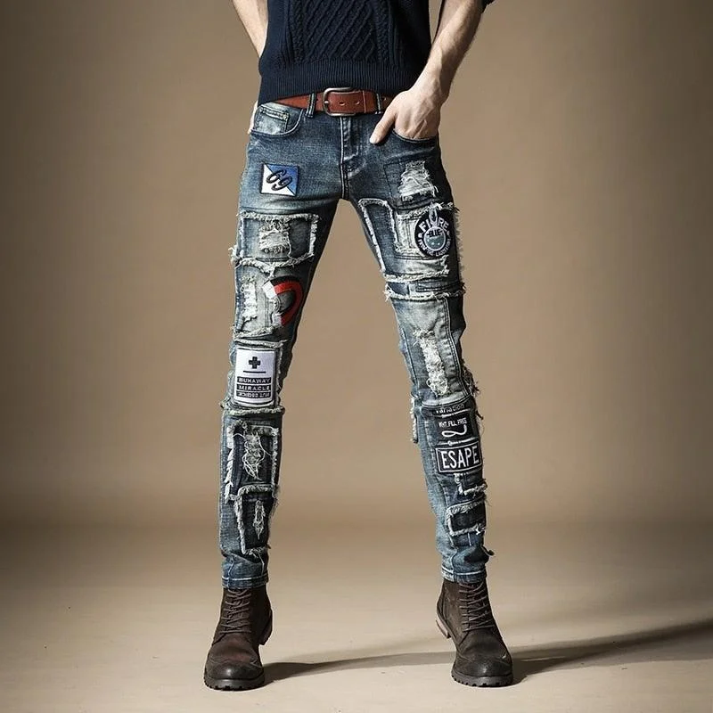 Men's Autumn Embroidered Tide Jeans