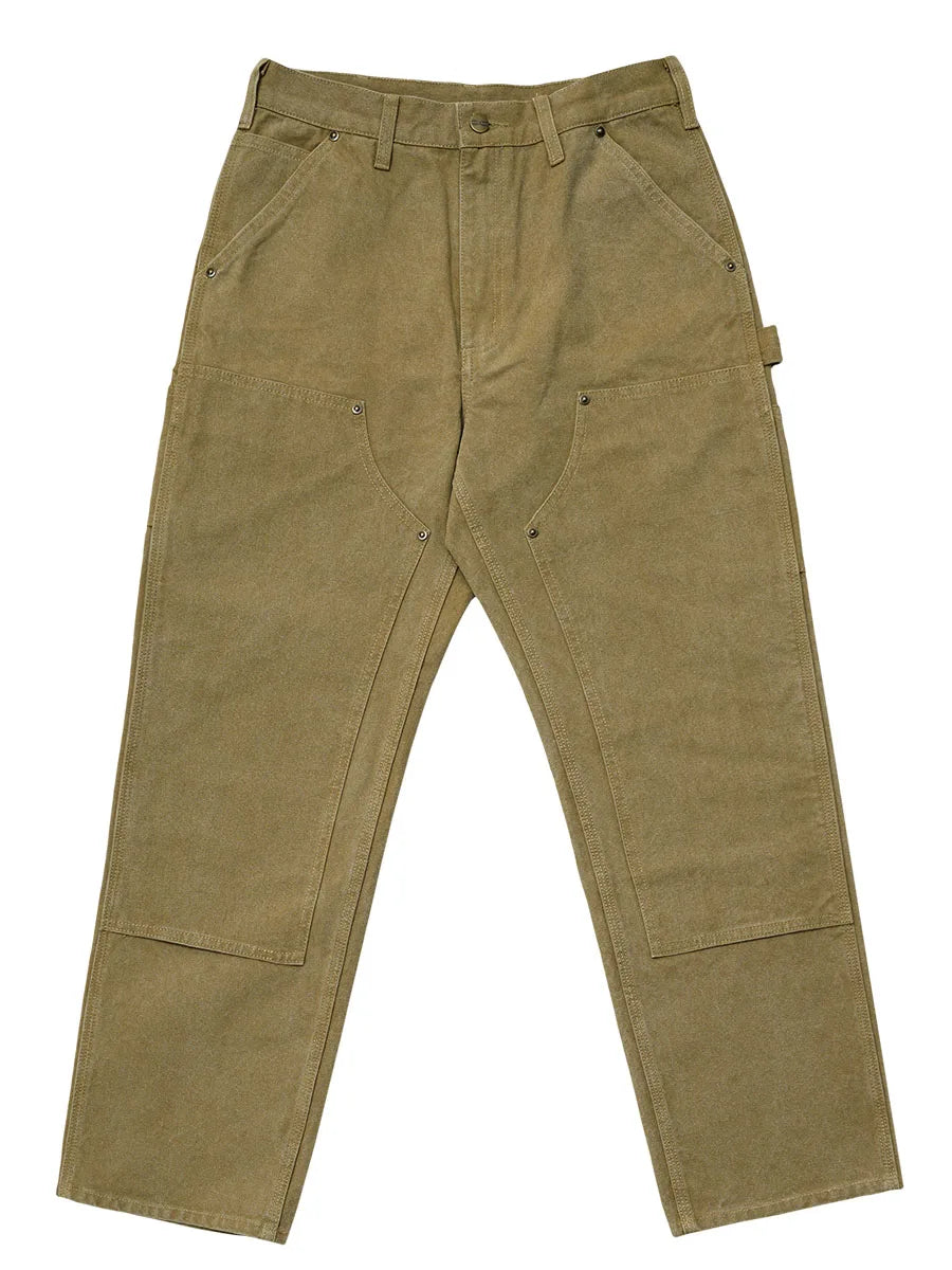 Men's Canvas Carpenter Pants Utility Work Trousers - Safari Style