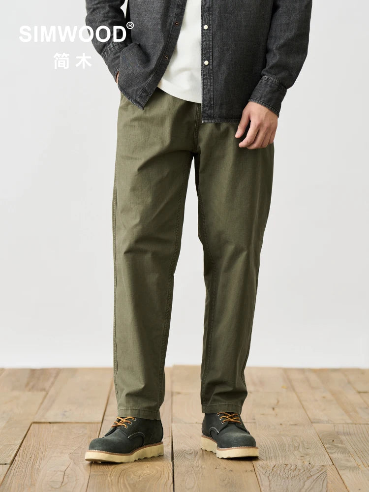 Oversize Loose Tapered Fit Belted Canvas Trousers - Anklet-length Pants