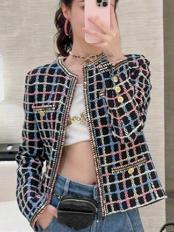 Plaid Casual Tweed Jacket Women