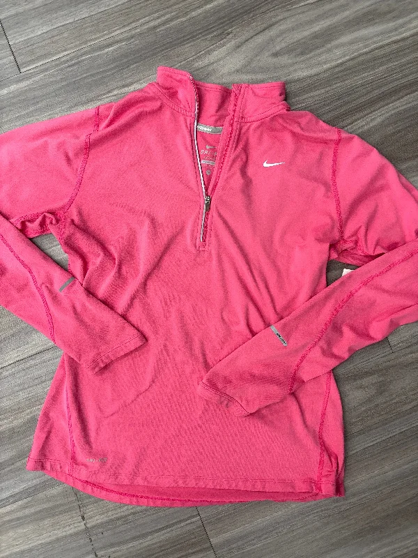 Athletic Top Long Sleeve Collar By Nike Apparel In Pink, Size: M