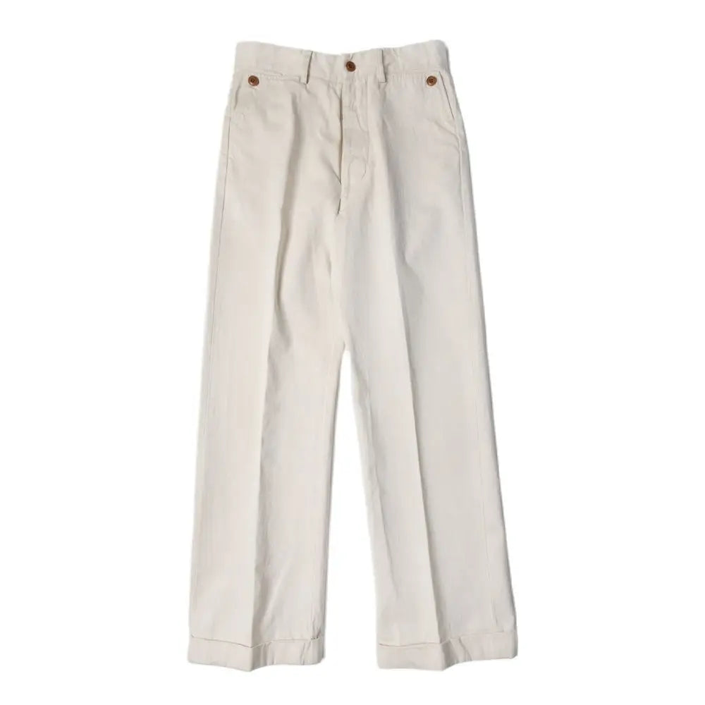 Men's Wide Leg Selvedge Chino Pants - High Waist Straight Casual Style