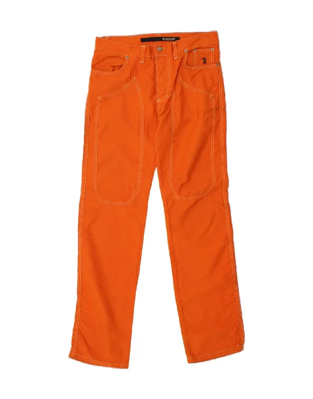 JECKERSON Mens Straight Casual Trousers W32 L32 Orange Cotton