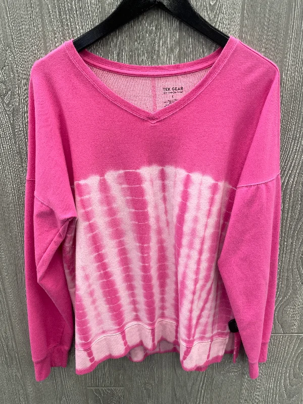 Athletic Top Long Sleeve Crewneck By Tek Gear In Pink, Size: L