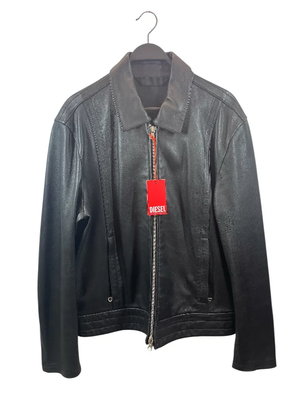 DIESEL/Leather Jkt/52/Lambskin/BLK/L-HUDSON