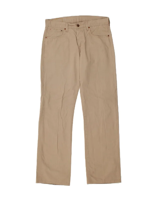 LEVI'S Mens 401 Straight Casual Trousers W32 L34 Beige Cotton