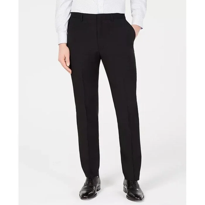 DKNY Men's Modern Fit Stretch Black Solid Suit Pants Black Size 38X32