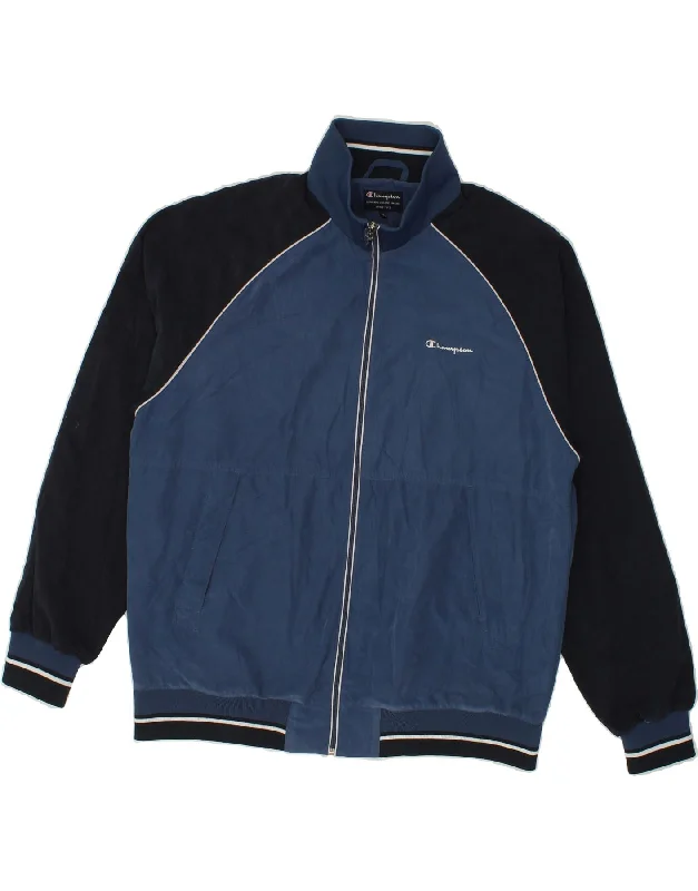 CHAMPION Mens Bomber Jacket UK 42 XL Blue Colourblock Polyester