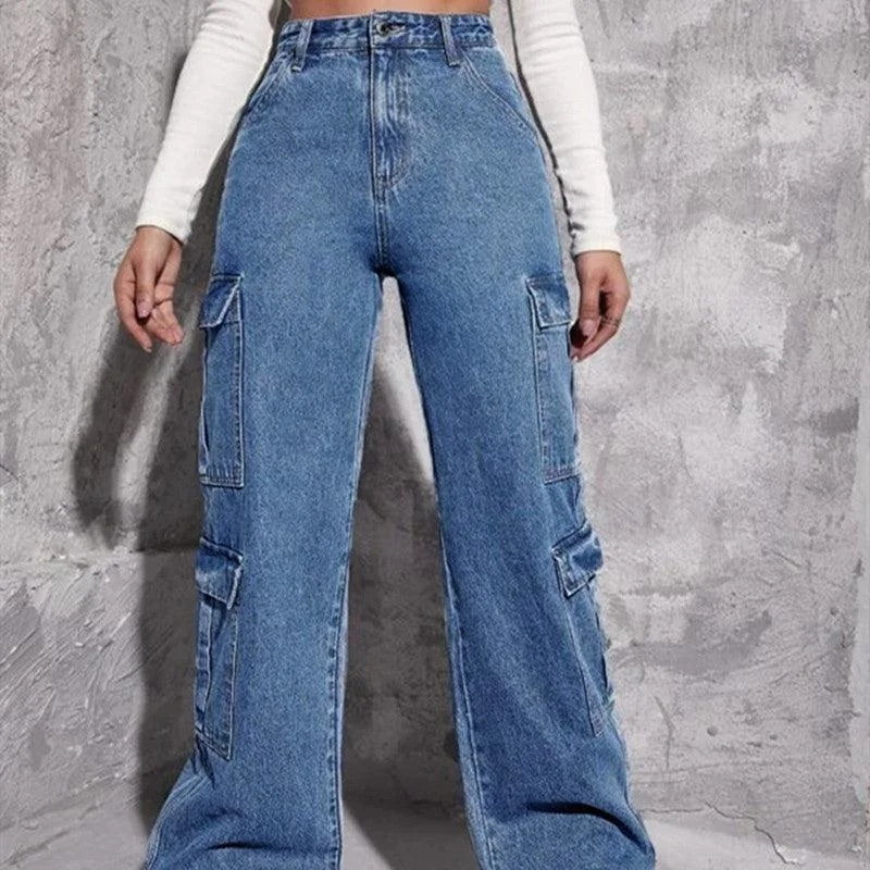 Multi-bag Jeans Loose High Waist