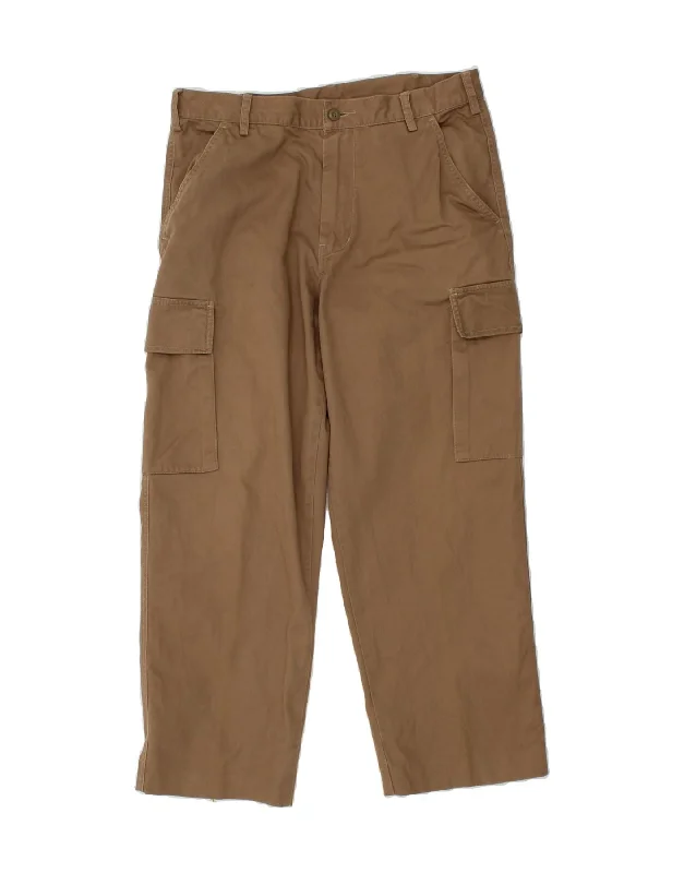 AVIREX Mens Straight Cargo Trousers W33 L26 Beige Cotton