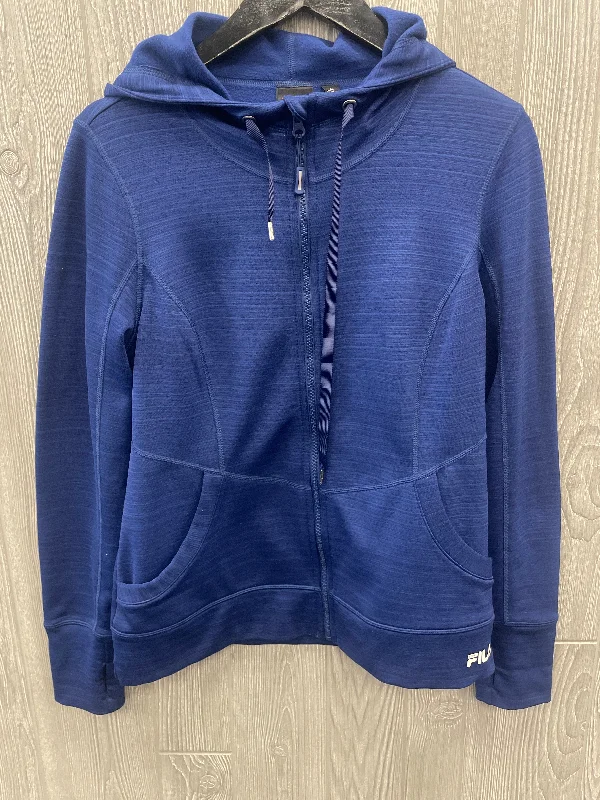 Athletic Top Long Sleeve Hoodie By Fila In Blue, Size: M