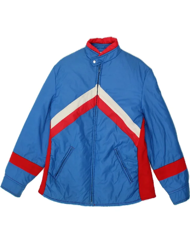 VINTAGE Mens Windbreaker Jacket IT 50 Large Blue Colourblock Polyamide