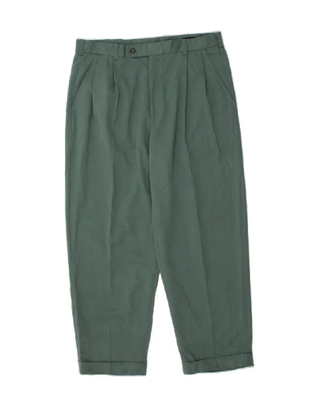 IZOD Mens Pegged Chino Trousers W36 L30 Green Polyester