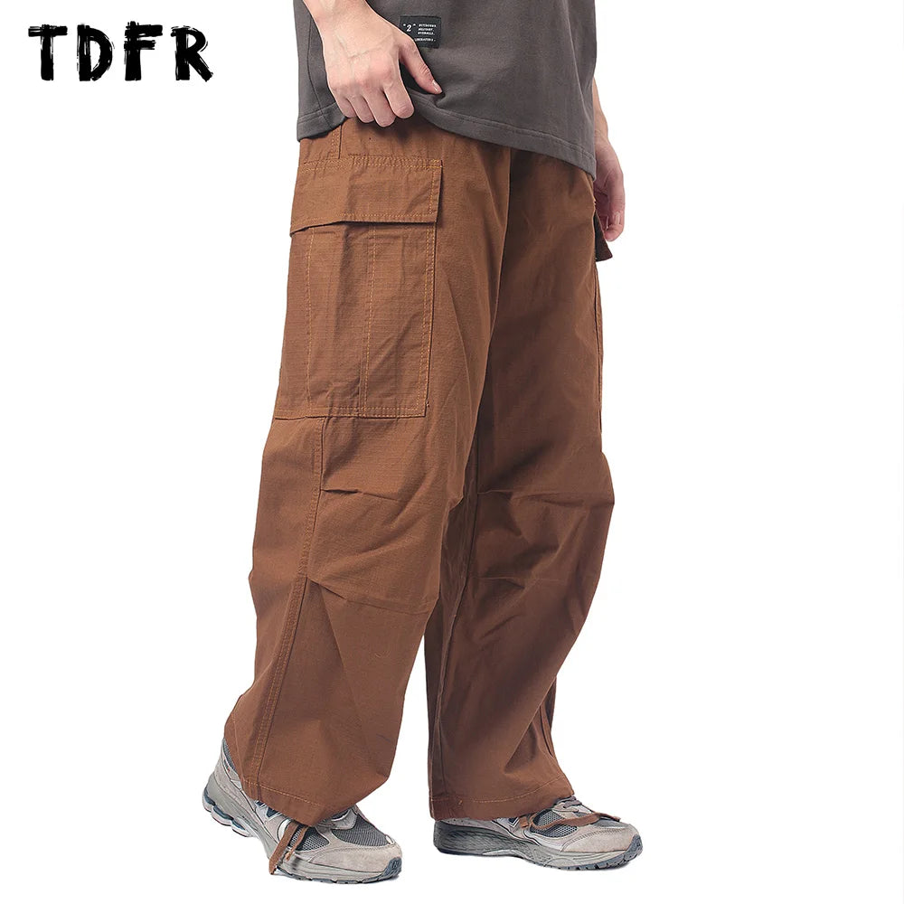 Pocket Cargo Joggers Pants - Pleated Safari Style - Solid Color