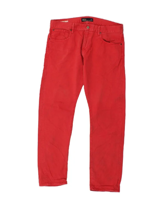 RIFLE Mens Straight Jeans W34 L31 Red Cotton