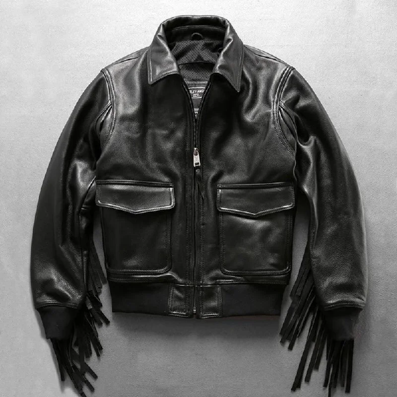 HARLEY ANGEL Fringe Leather Moto Jacket – Iconic Biker Style