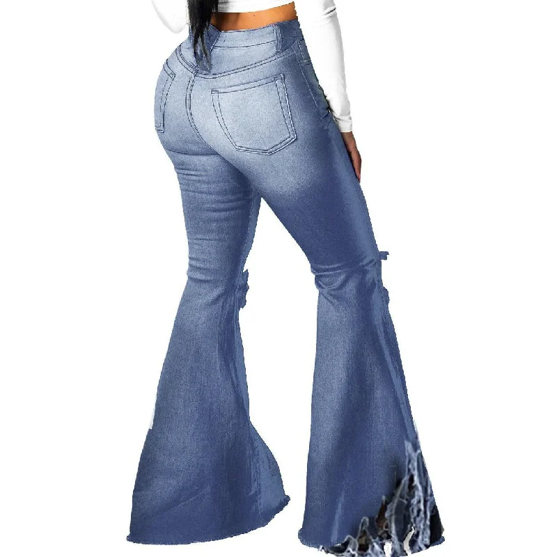 Wide Leg Jeans With Holes In The Knee