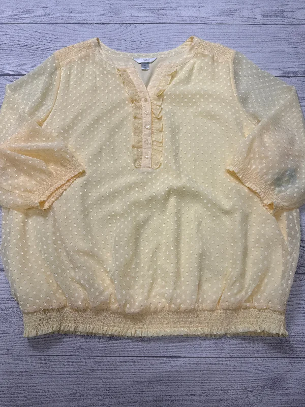 Top Long Sleeve By Cj Banks In Yellow, Size: 3x