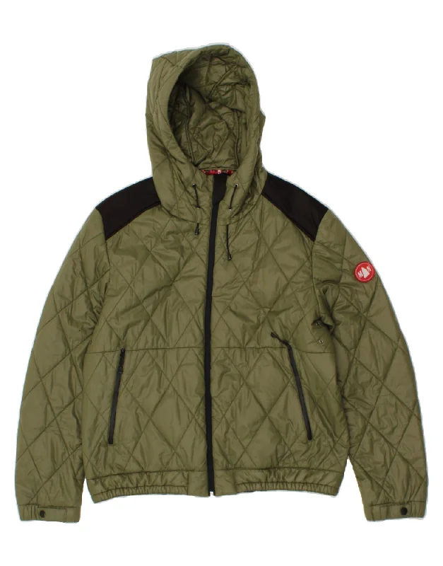 MURPHY & NYE Mens Hooded Bomber Quilted Jacket UK 44 2XL Green Colourblock