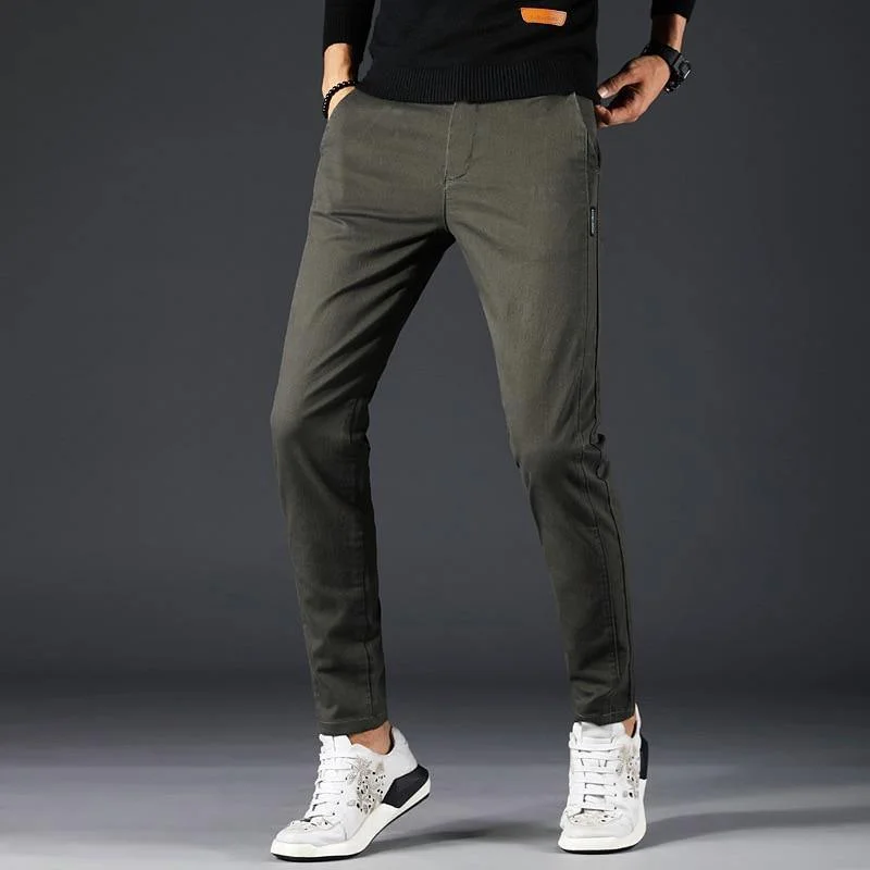 Men Slim Fit Cotton Classic/Casual Pants