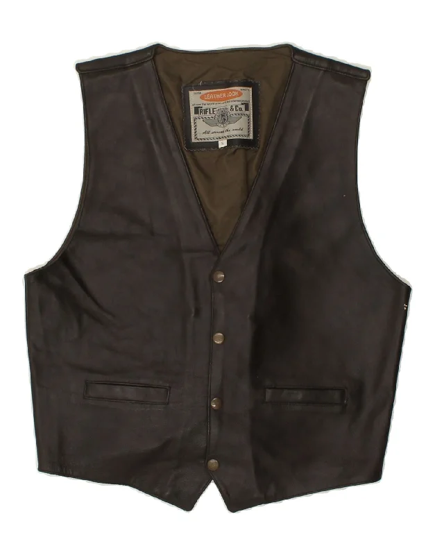 RIFLE Mens Leather Waistcoat  Small Brown Leather