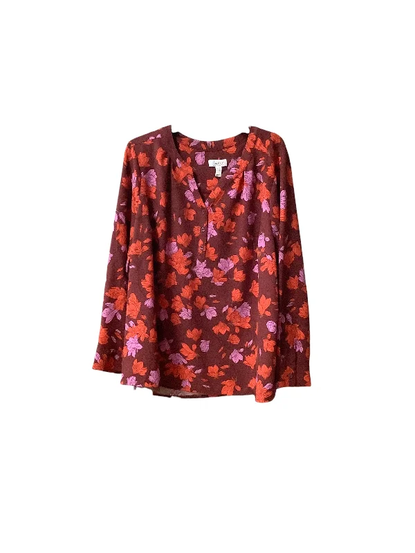 Top Long Sleeve By Denim And Co Qvc In Floral Print, Size: 2x