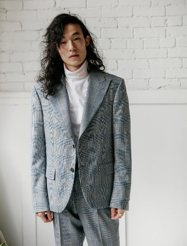 Glen Plaid Plainweave Wool Jacket