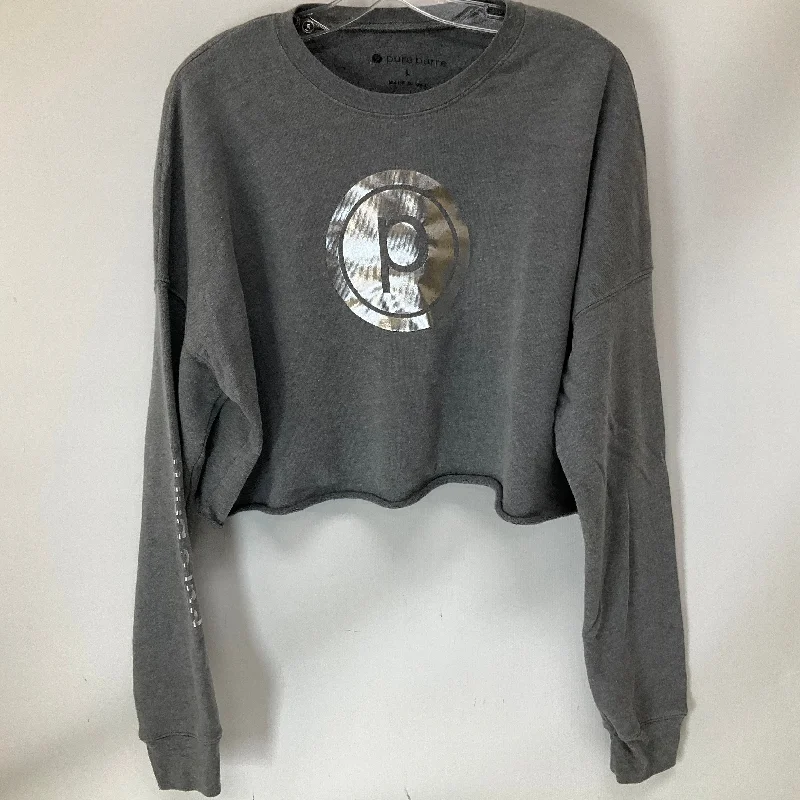 Athletic Top Long Sleeve Crewneck By Cmb In Grey, Size: L