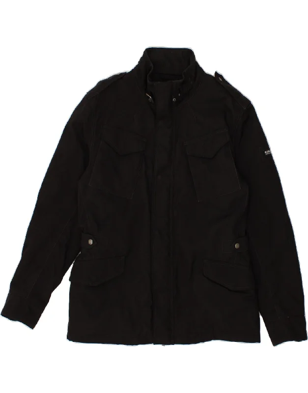 WOOLRICH Mens Military Windbreaker Jacket UK 40 Large Black Nylon