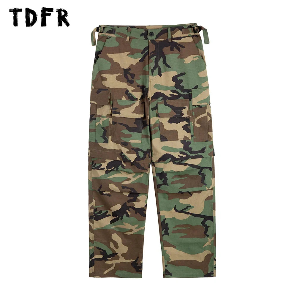 Camouflage Cargo Pants - Safari Style - Multi-pocket Straight Loose Trousers