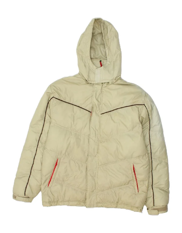 FILA Mens Hooded Padded Jacket UK 38 Medium Beige Polyamide