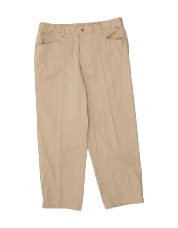 CARRERA Mens Straight Casual Trousers IT 52 XL W36 L26 Beige Cotton