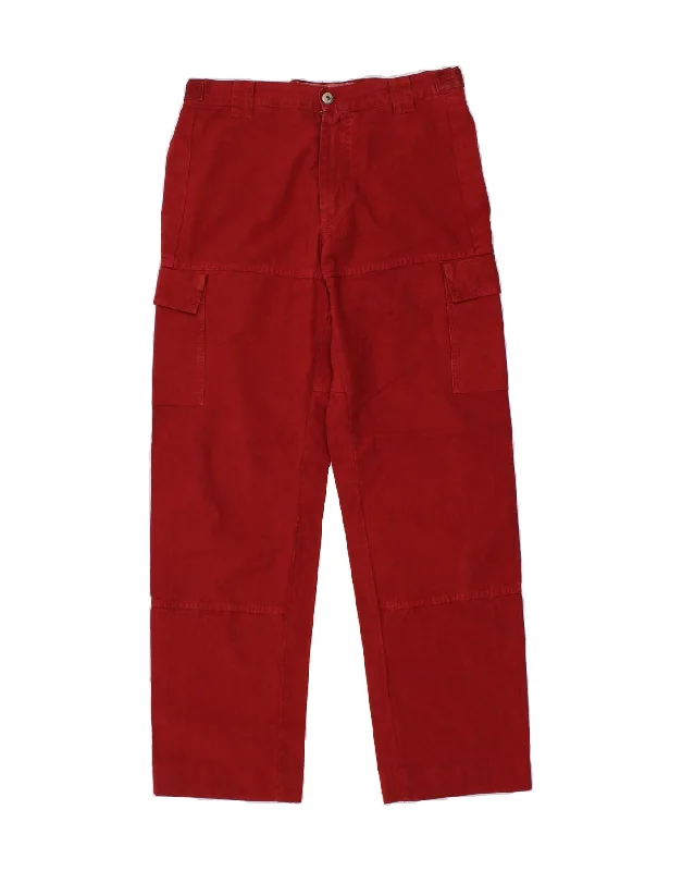 MURPHY & NYE Mens Straight Cargo Trousers W33 L31 Red Cotton