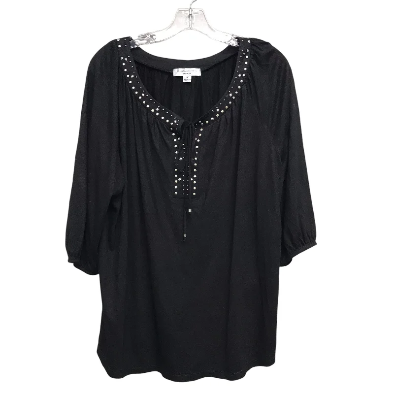 Top Ls By John Paul Richard In Black, Size:1X