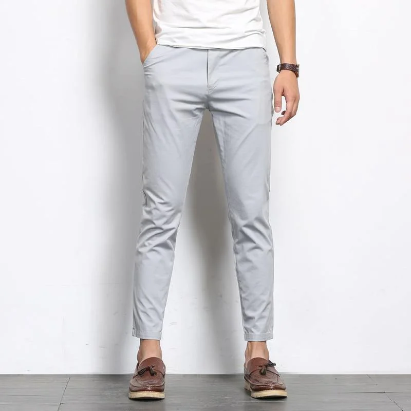 Men's Solid Color Straight Ankle-Length Pants