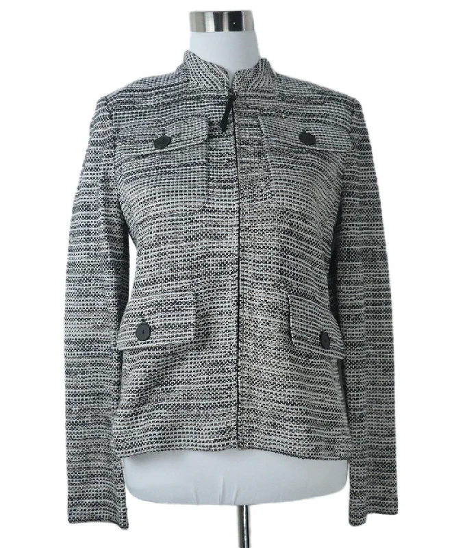 St. John Black & Grey Wool Blazer sz 6